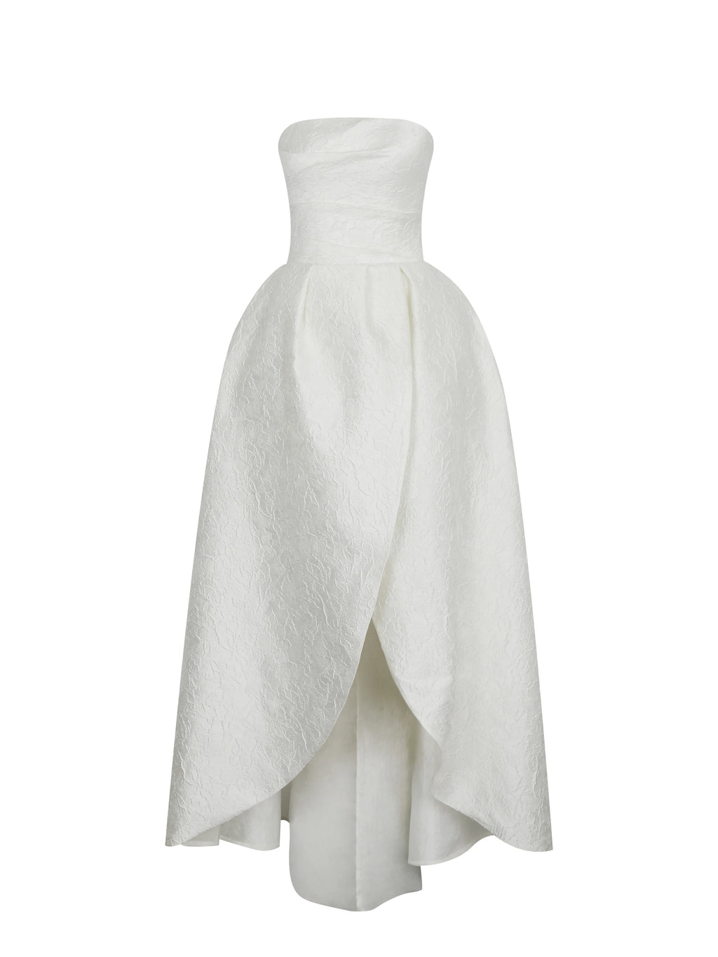 Tomika Ivory Jacquard Dipped Hem Wedding Gown