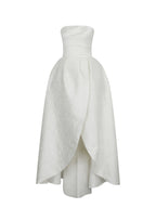 Tomika Ivory Jacquard Dipped Hem Wedding Gown