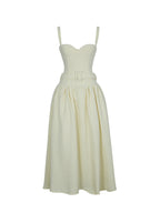 Tiana Butter Yellow Sweetheart Belted Midi Dress