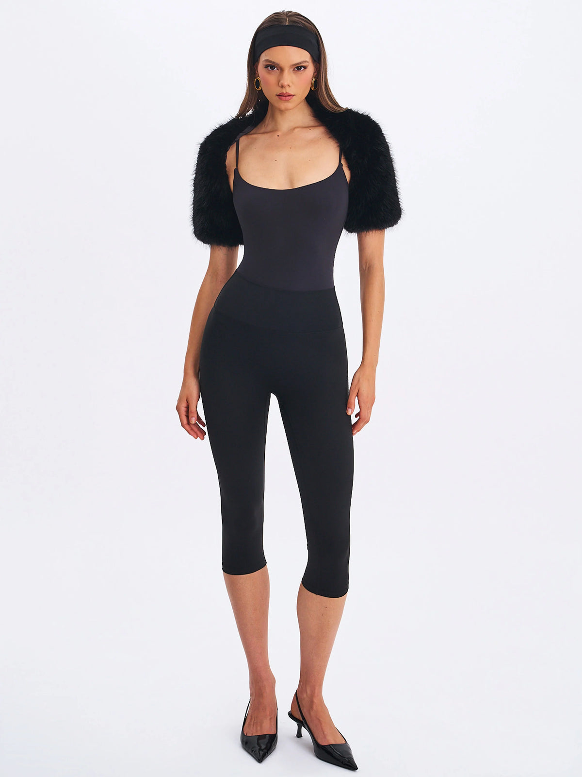 Kori Black Faux Fur Micro Bolero