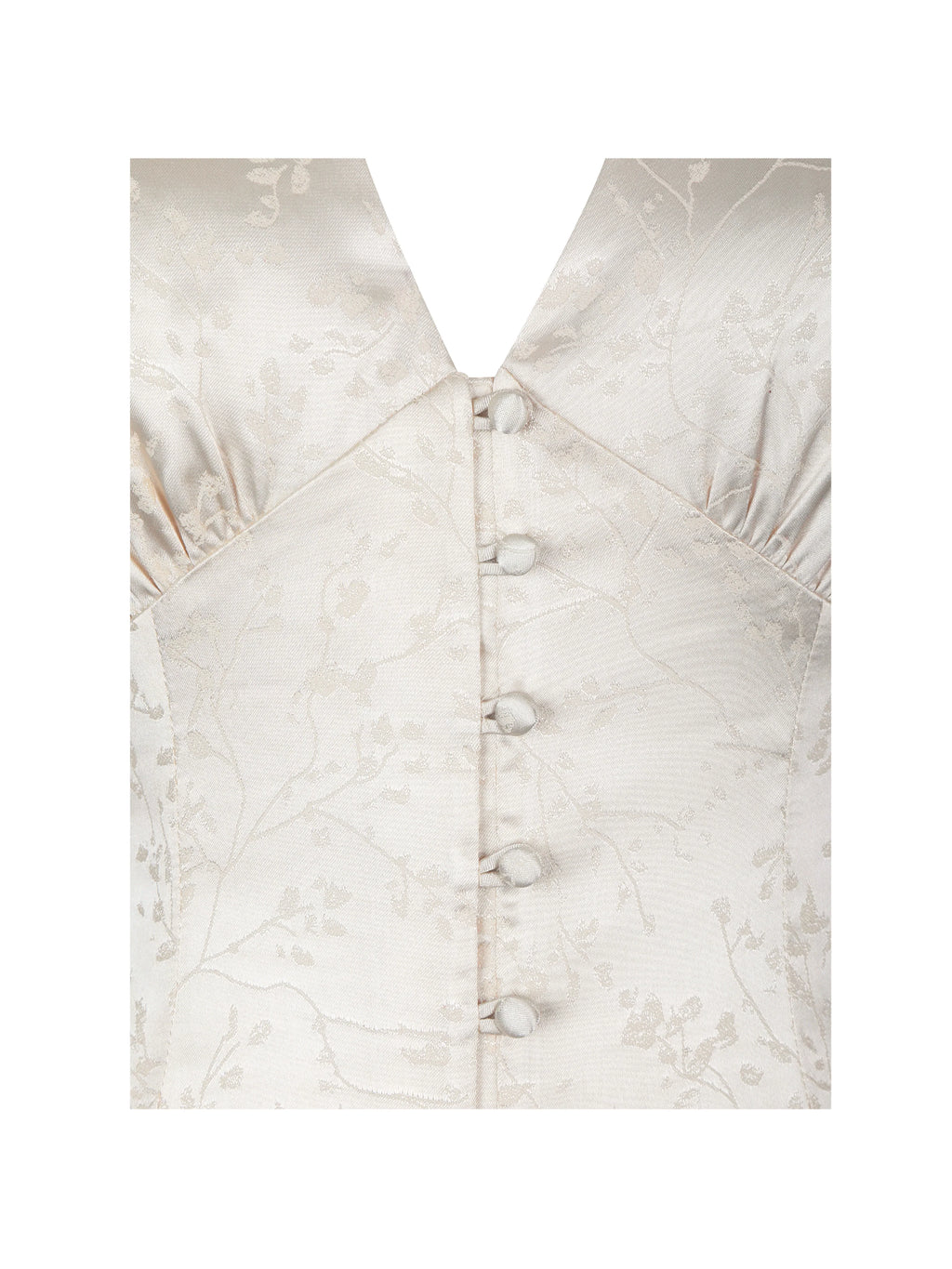 Galilea Ivory Floral Jacquard Keyhole Mandarin Collar Top