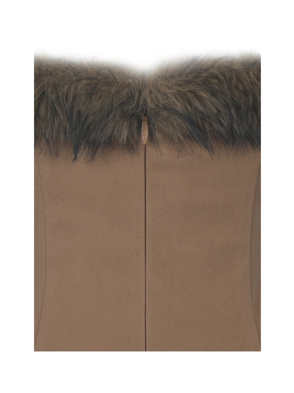 Rayanne Chestnut Strapless Fur Trimmed Sweetheart Midi Dress