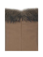 Rayanne Chestnut Strapless Fur Trimmed Sweetheart Midi Dress