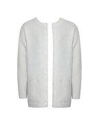 Orla White Wool Blend Ribbed Knit Cardigan