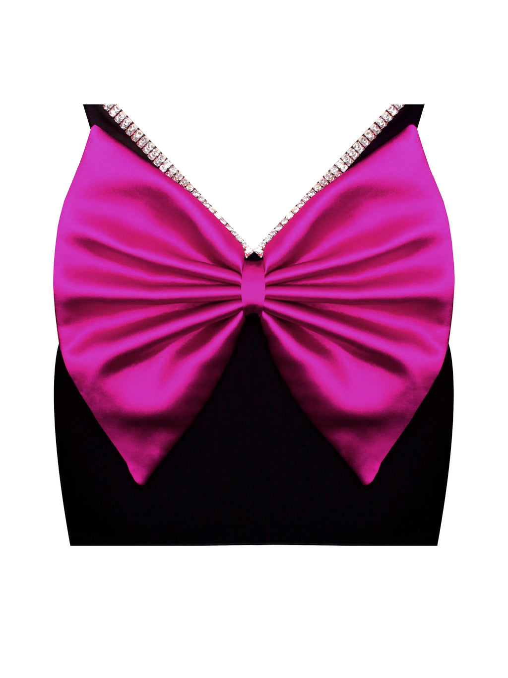 Flore Black Crystal Straps Backless Gown With Bow