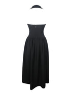 Delaney Black Lapel Halter Midi A Line Dress