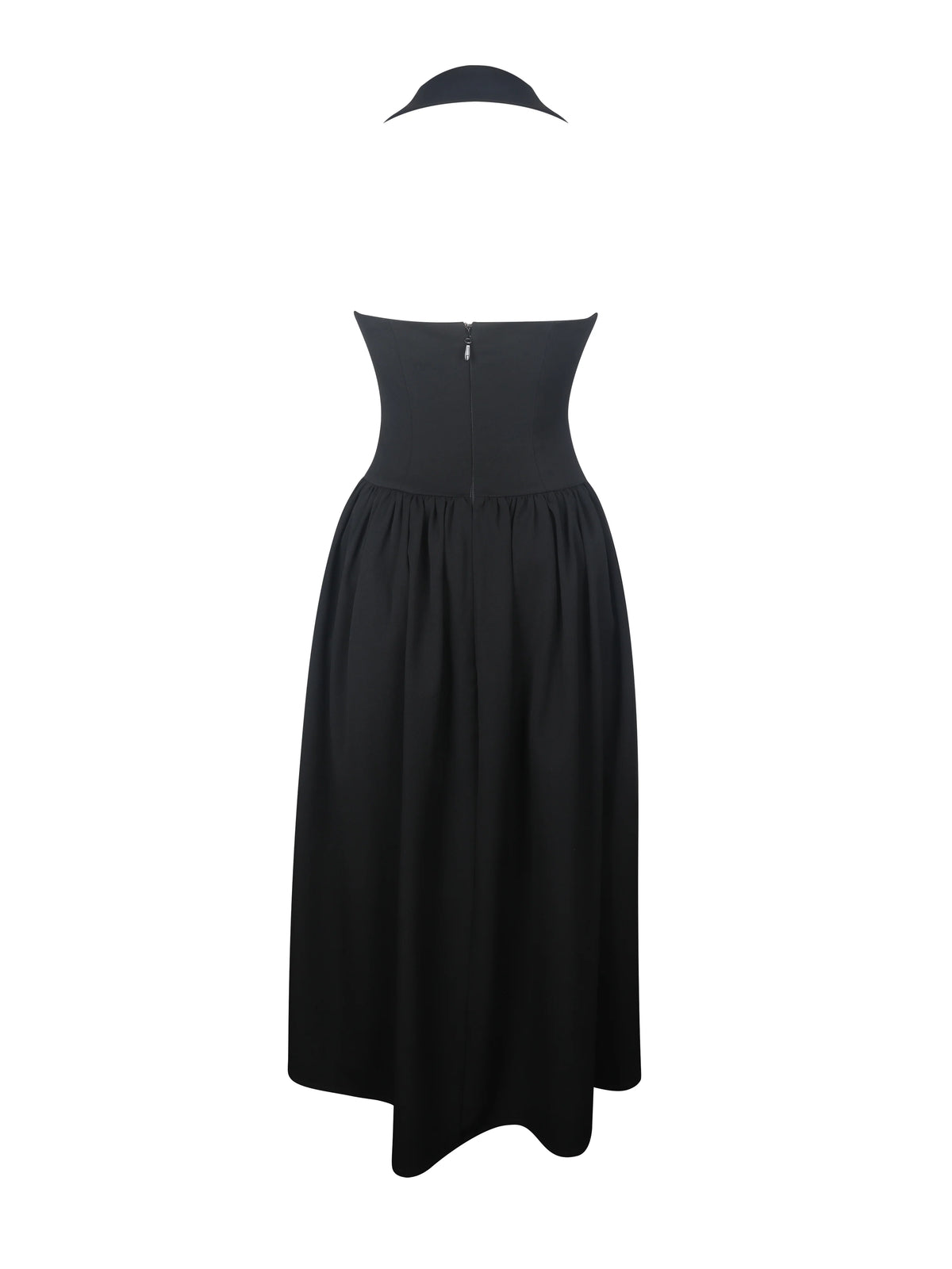 Delaney Black Lapel Halter Midi A Line Dress