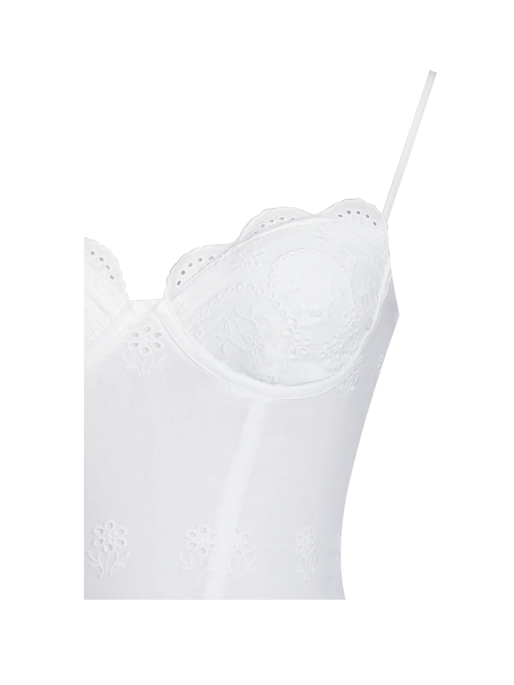 Oberon White Cotton Eyelet Lace Up Back Maxi Dress
