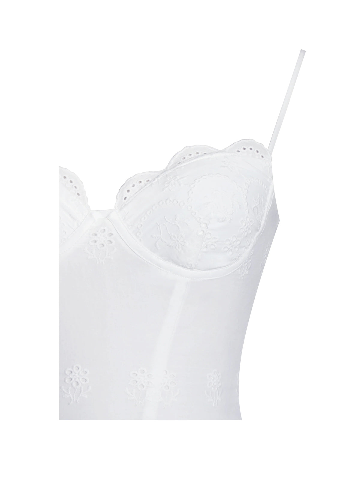 Oberon White Cotton Eyelet Lace Up Back Maxi Dress