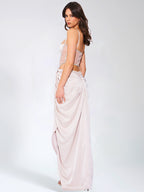 Cadence Champagne Satin Crystal Embellished Corset DressArchive Sale