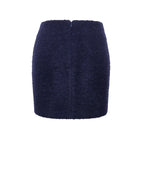 Wylda Navy Blue Boucle Wool Bodycon Mini Skirt Archive Sale