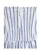 Mackenna Navy Cotton Stripe Halter Smock Back Maxi Dress