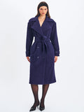 Jaelyn Midnight Blue Wool Blend Double Breasted Belted Coat
