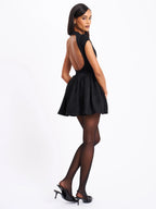 Jacqueline Backless Black Mini Puffy Suede Dress Archive Sale