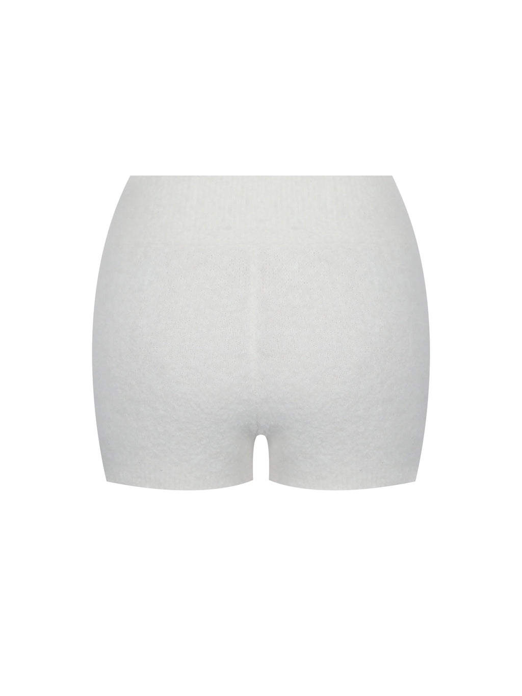 Sera White Wool Blend Ribbed Knit Mini Shorts