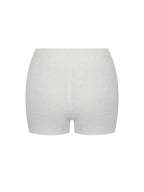 Sera White Wool Blend Ribbed Knit Mini Shorts