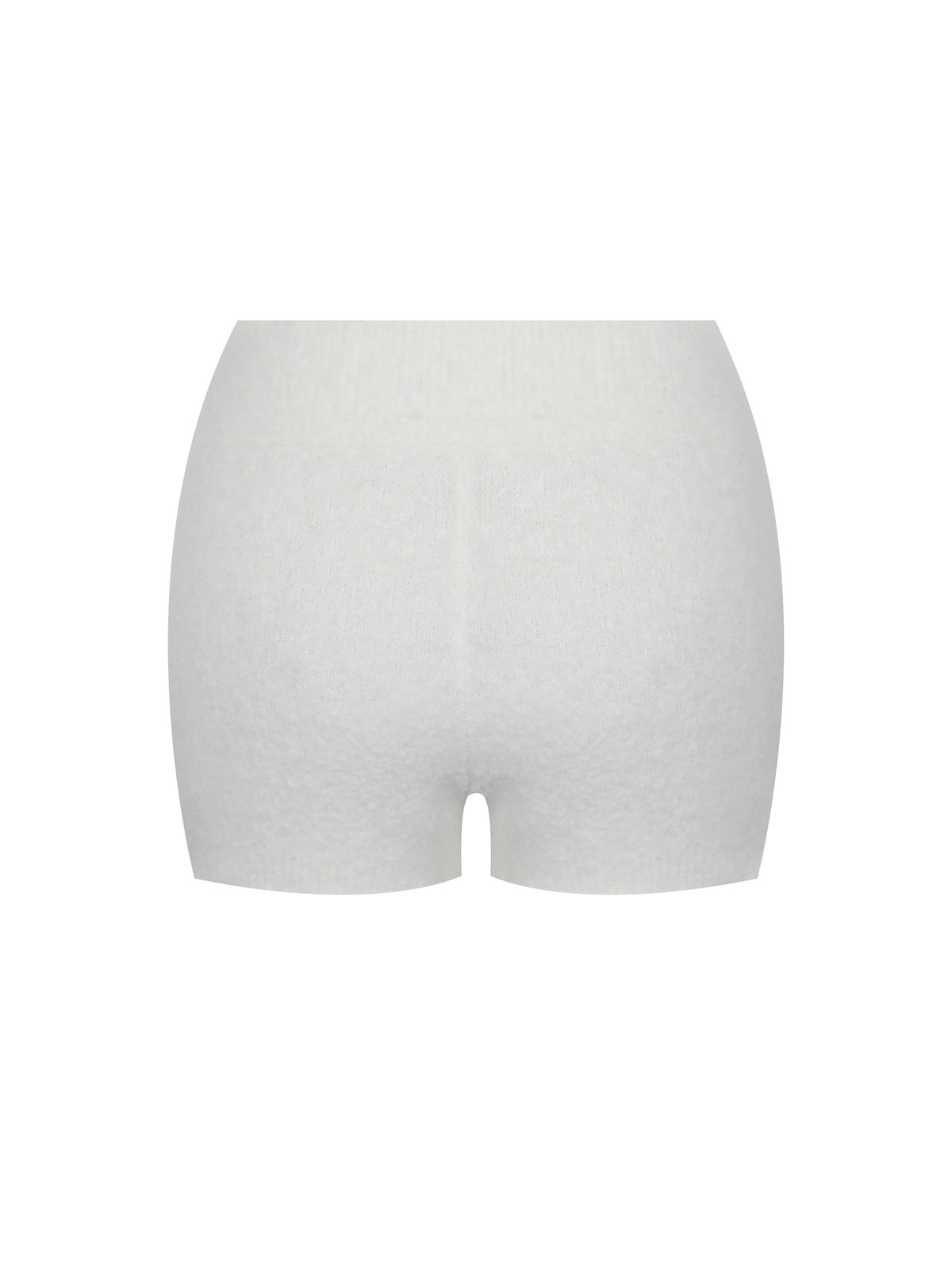 Sera White Wool Blend Ribbed Knit Mini Shorts
