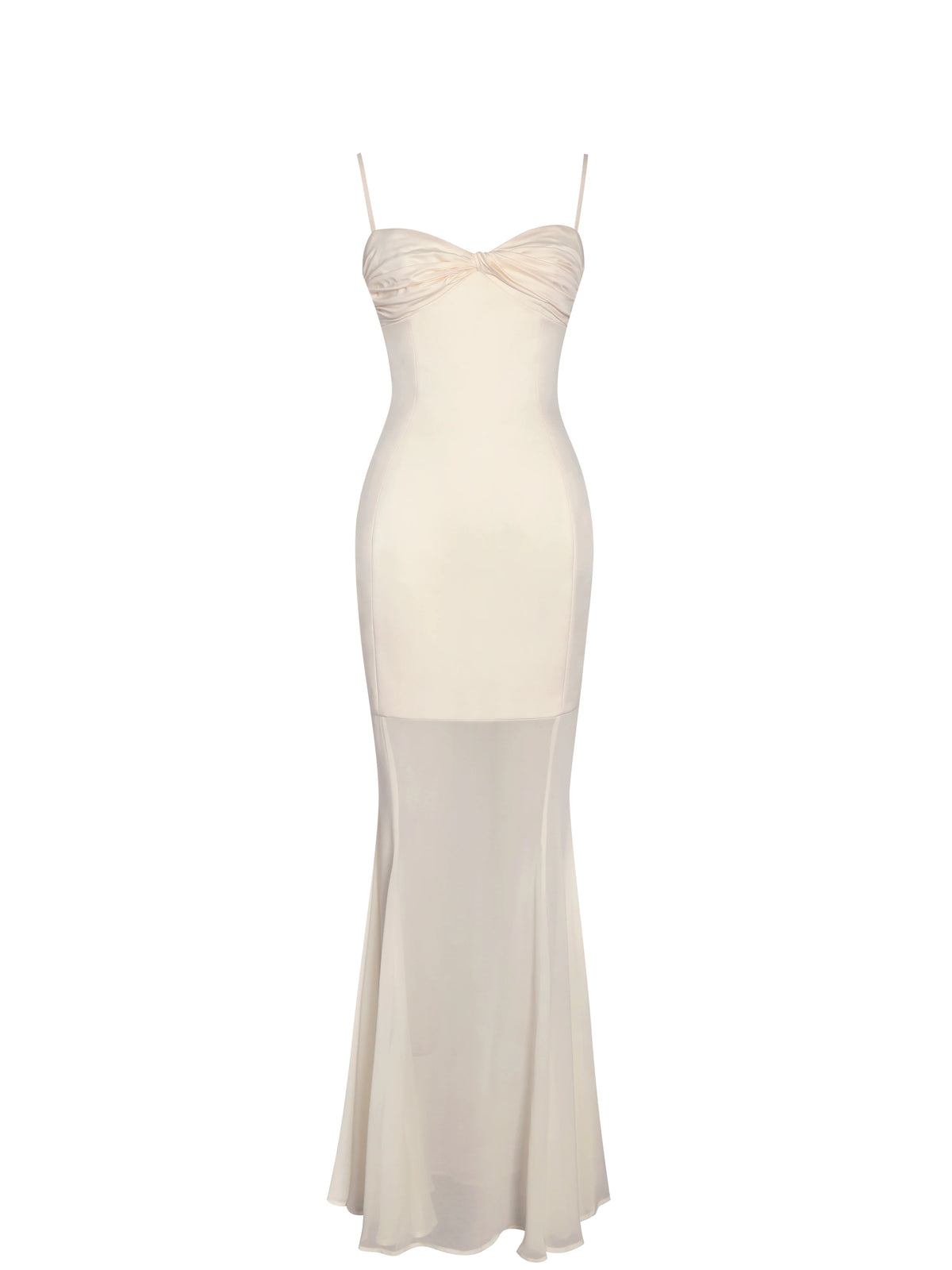 Zayne Butter Yellow Ruch Breast Chiffon Mermaid Maxi Dress