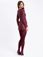 Baila Burgundy Vegan Leather Blazer Mini Dress
