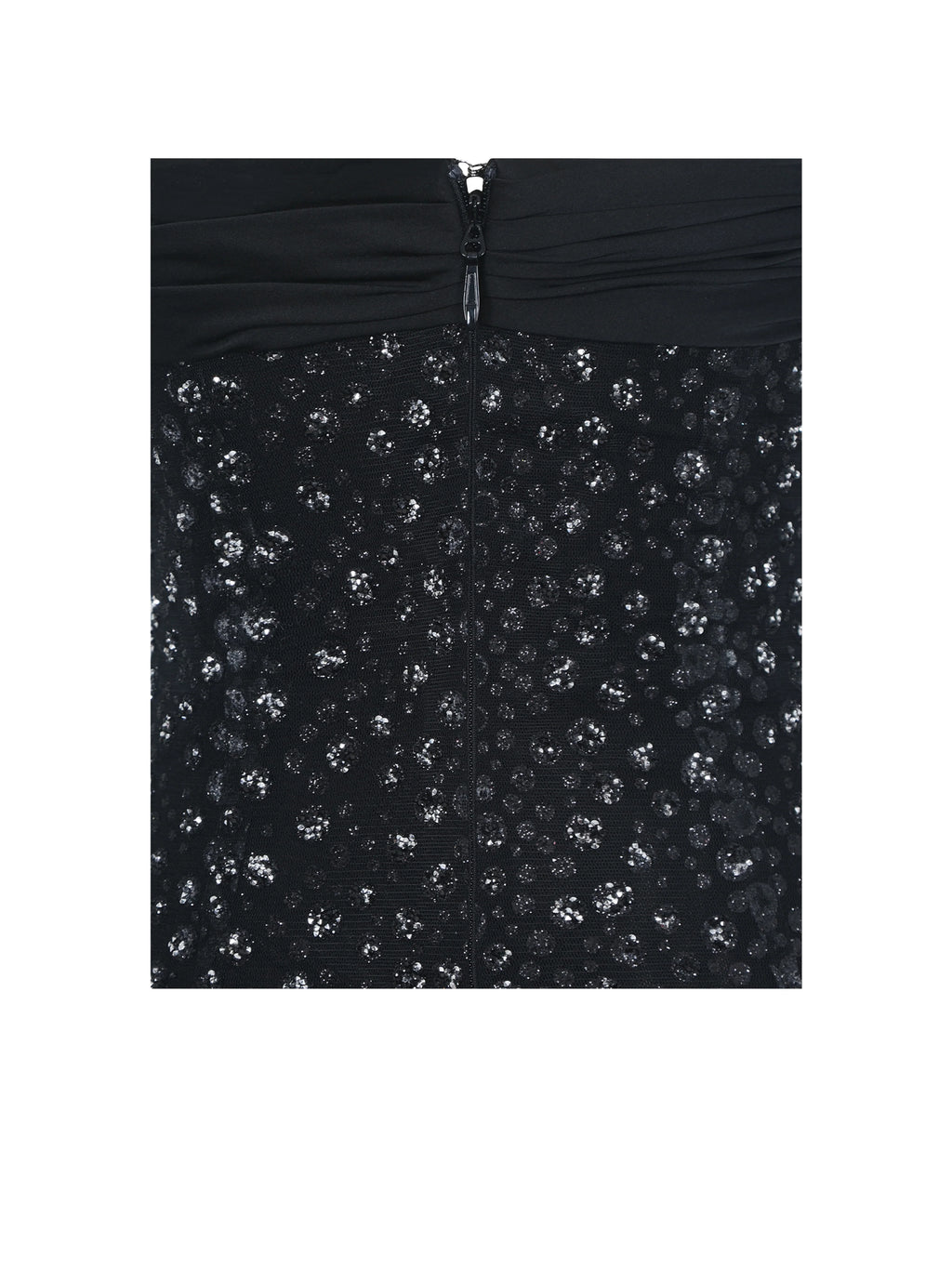 Preslie Black Satin Crystal Mesh Sheath Maxi Dress