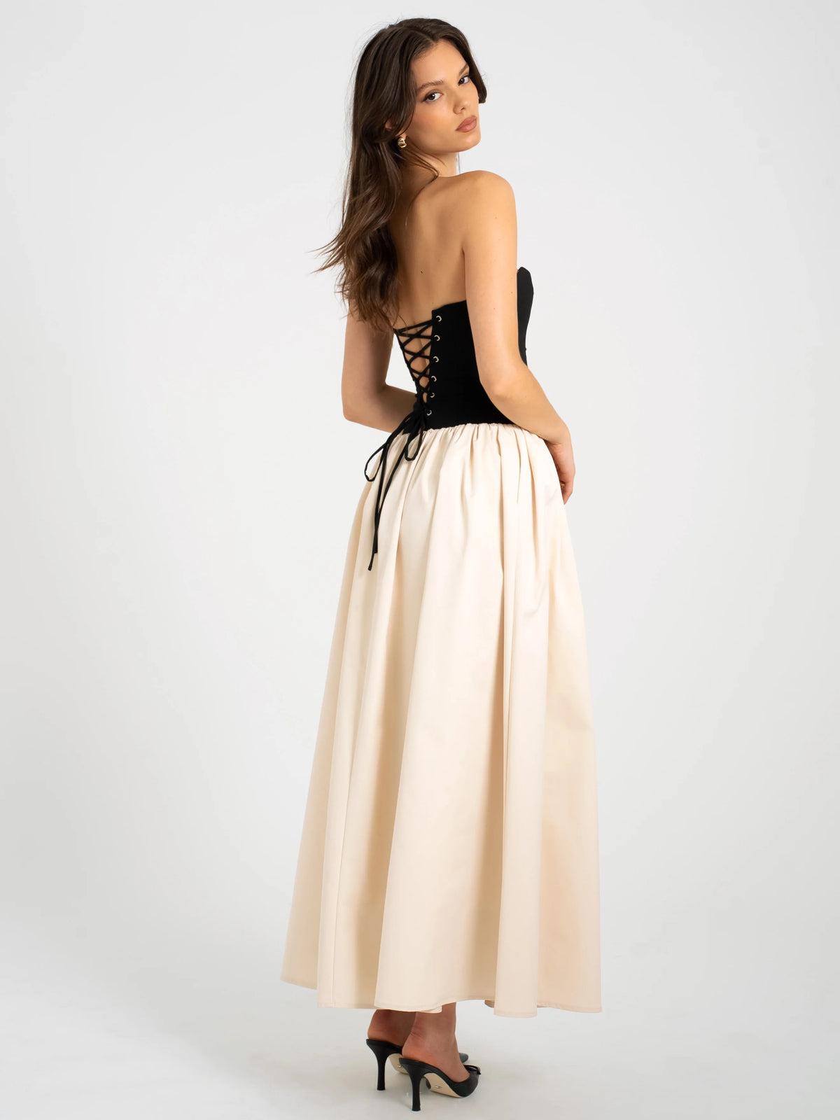 Sana Sweetheart Lace up Back Drop Waist Maxi Dress Archive Sale