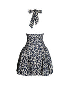 Mackenzie Cheetah Print Halter Linen Mini Dress