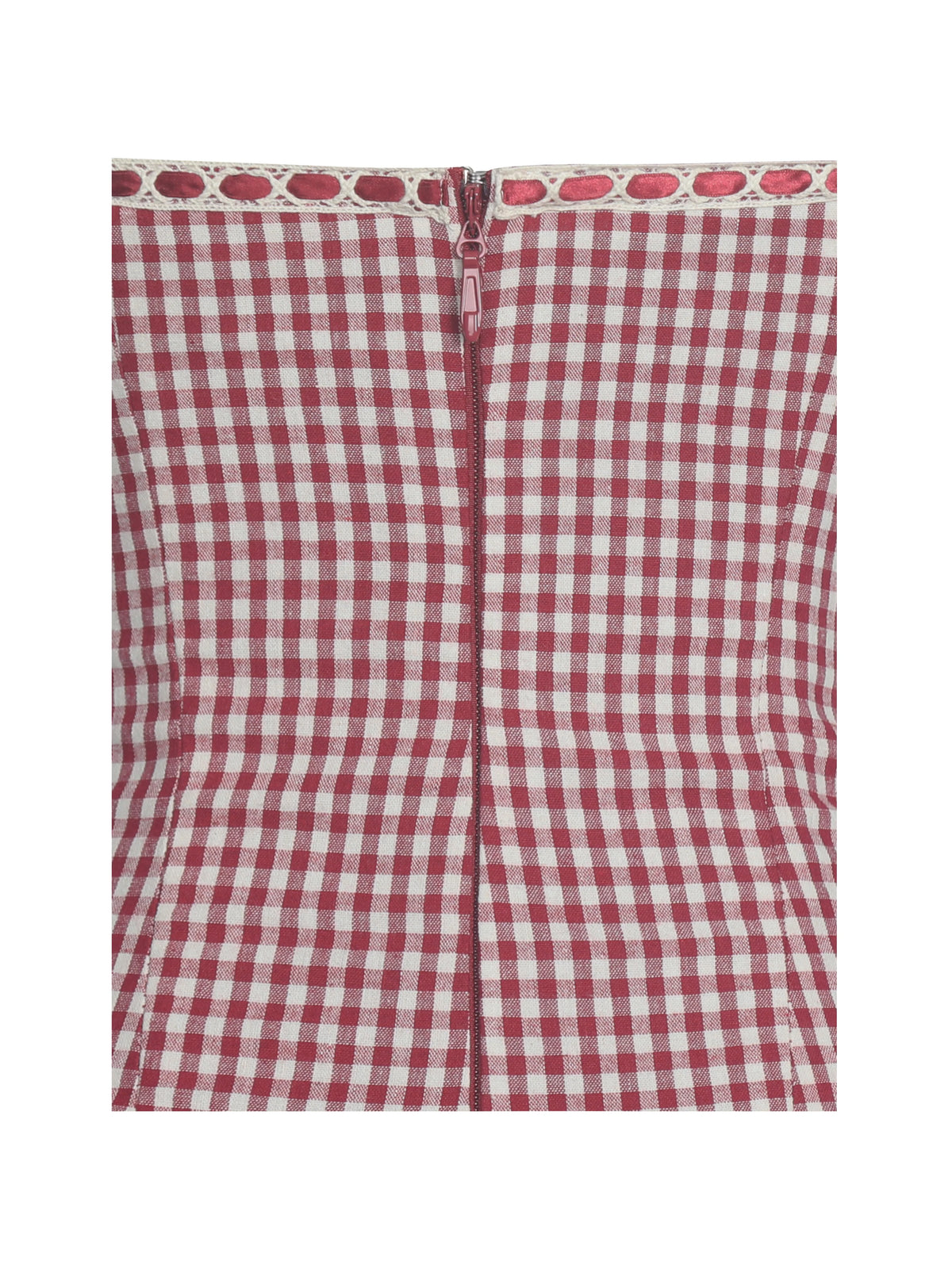 Susanna Red Cotton Gingham Drop Waist Midi Dress