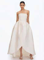Tomika Ivory Jacquard Dipped Hem Wedding Gown