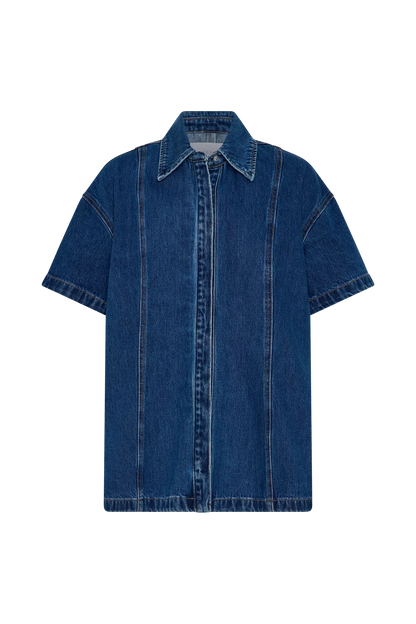 Maya Oversized Denim Shirt Dark Blue