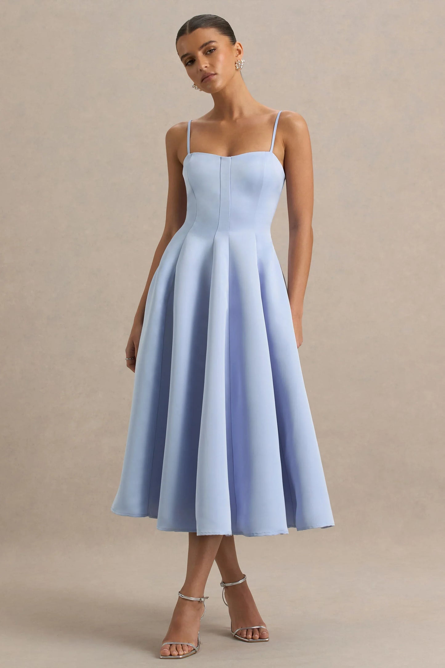 Mally Powder Blue Sweetheart A Line Midi Dress