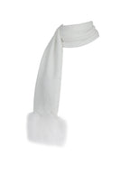 Selma White Wool Blend Ribbed Knit Scarf