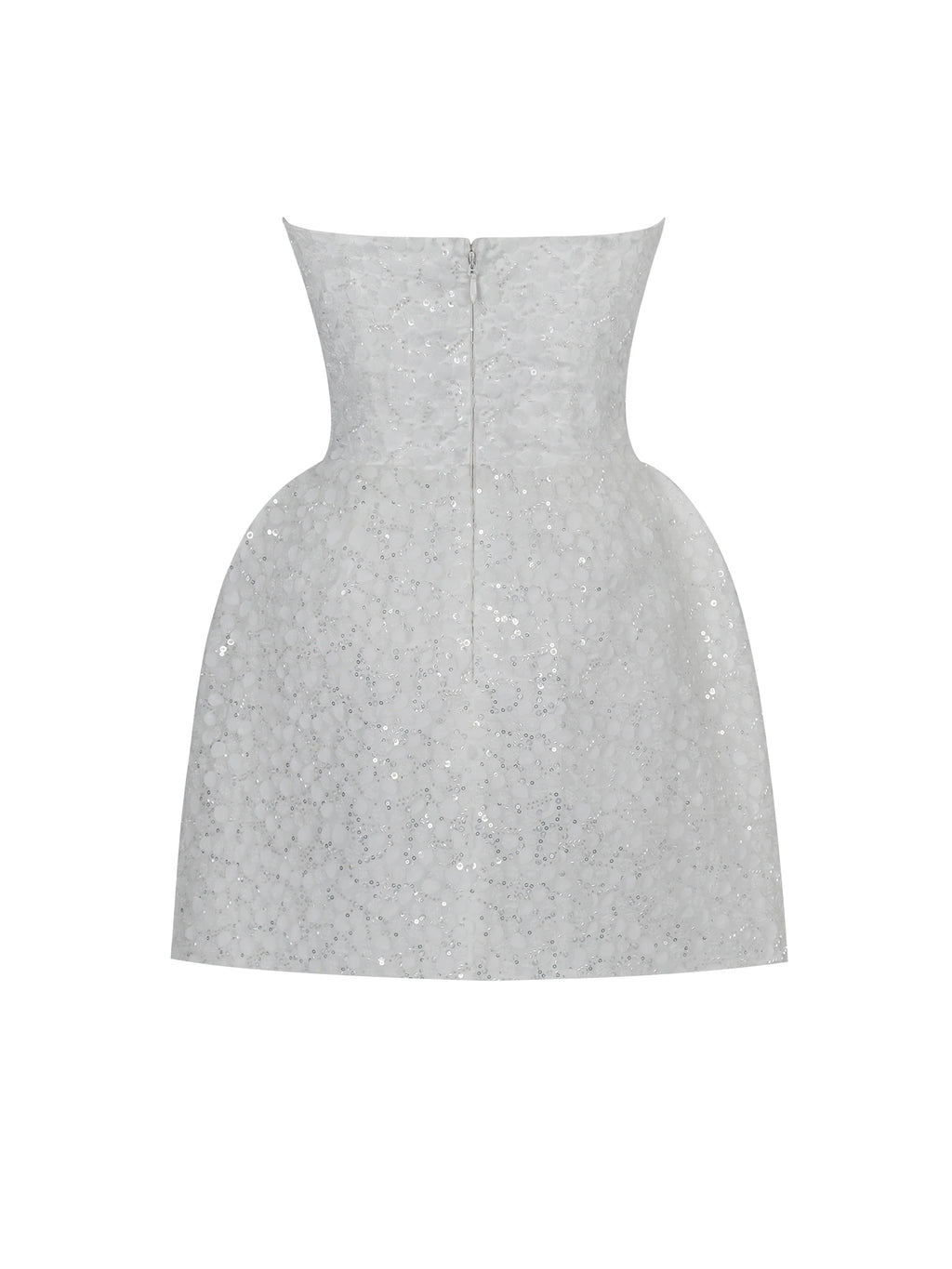 Tressa White Beaded Mesh Strapless Mini Wedding Dress