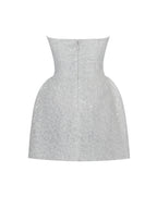 Tressa White Beaded Mesh Strapless Mini Wedding Dress