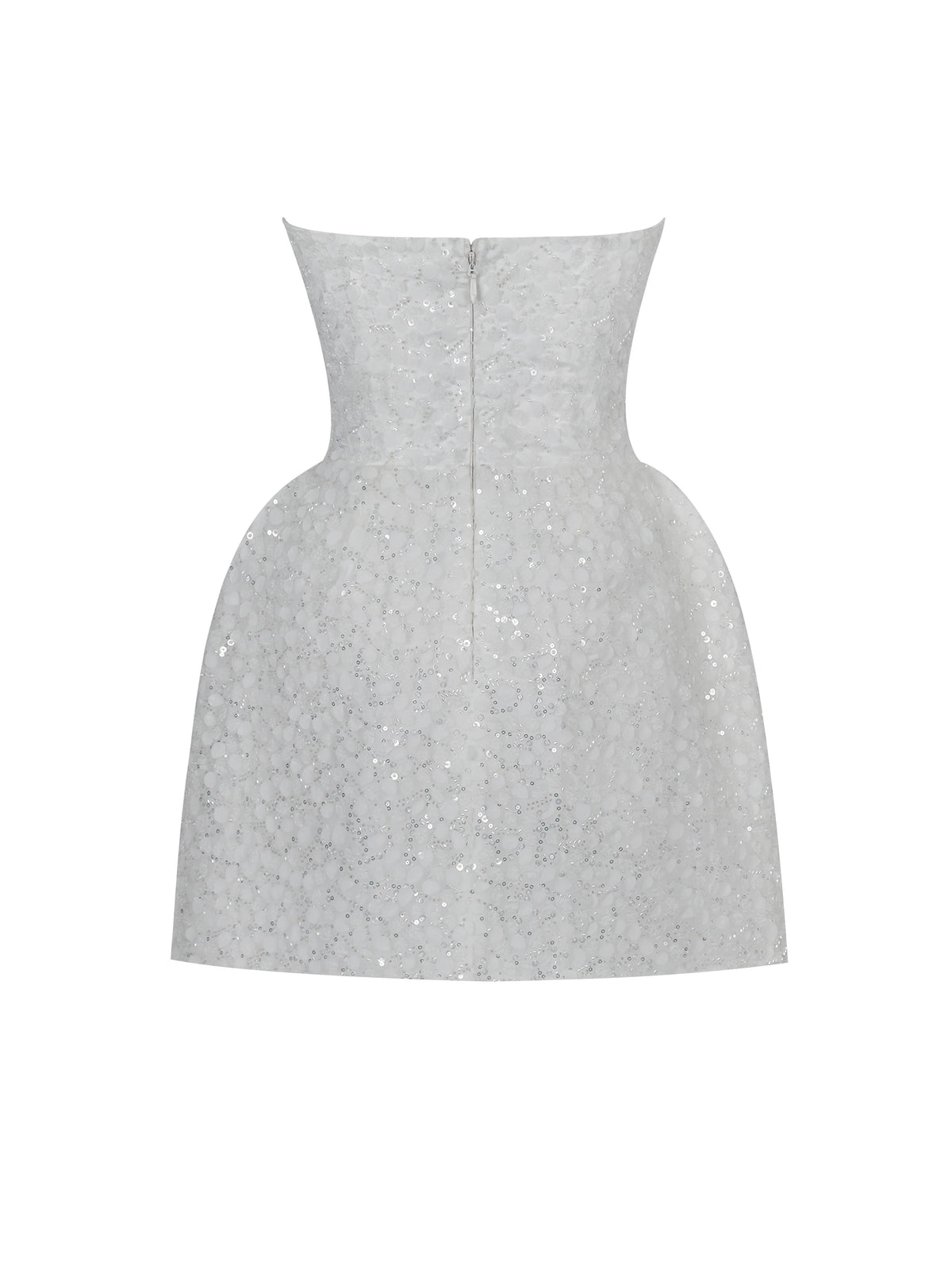 Tressa White Beaded Mesh Strapless Mini Wedding Dress