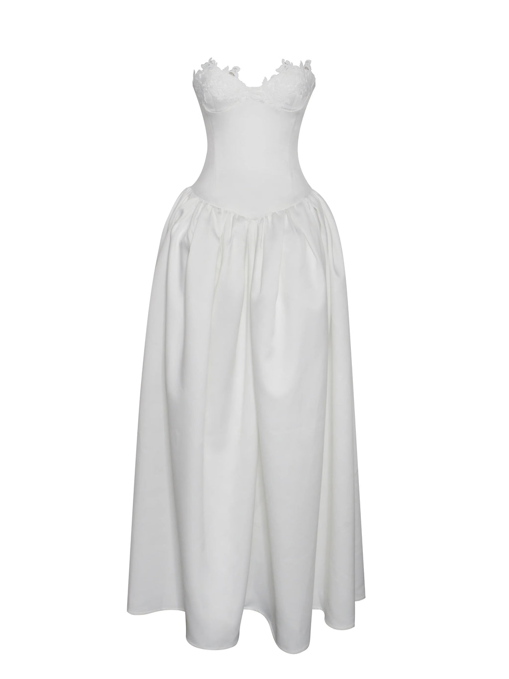Naila Lace Trim Strapless Drop Waist Wedding Gown