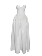 Naila Lace Trim Strapless Drop Waist Wedding Gown