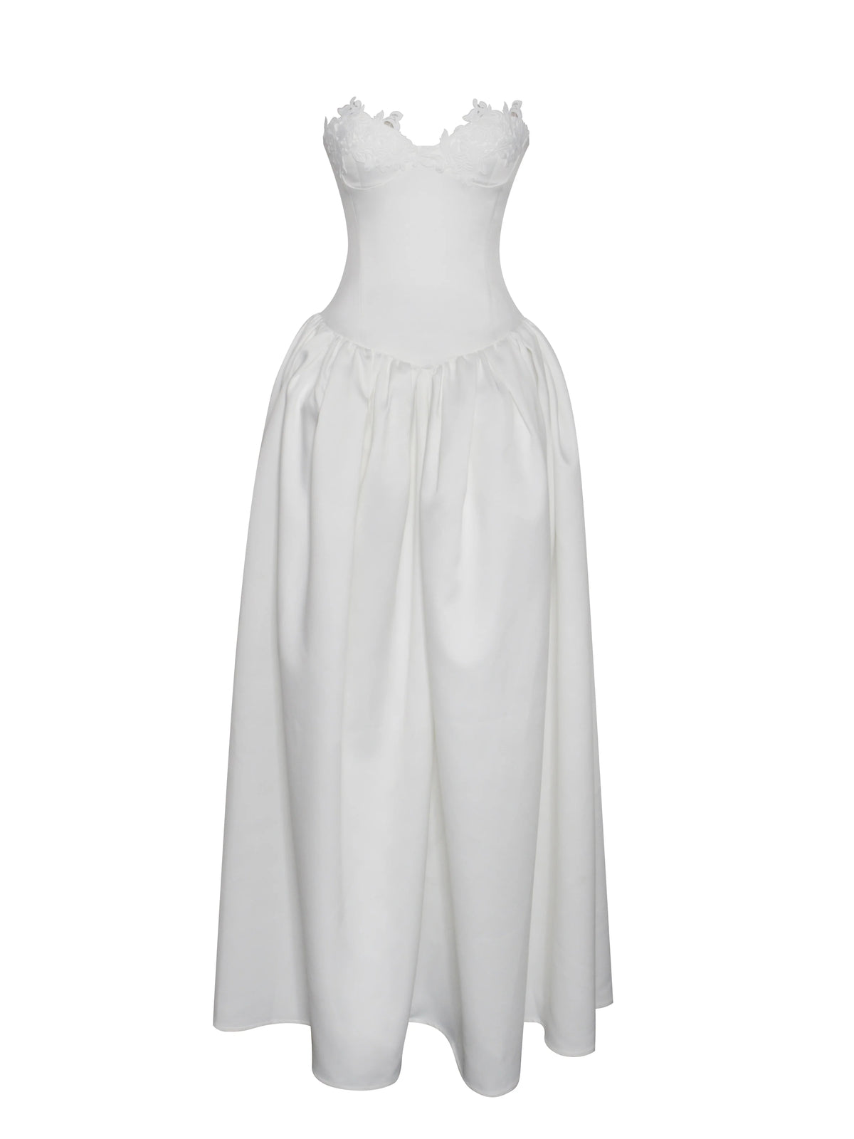 Naila Lace Trim Strapless Drop Waist Wedding Gown
