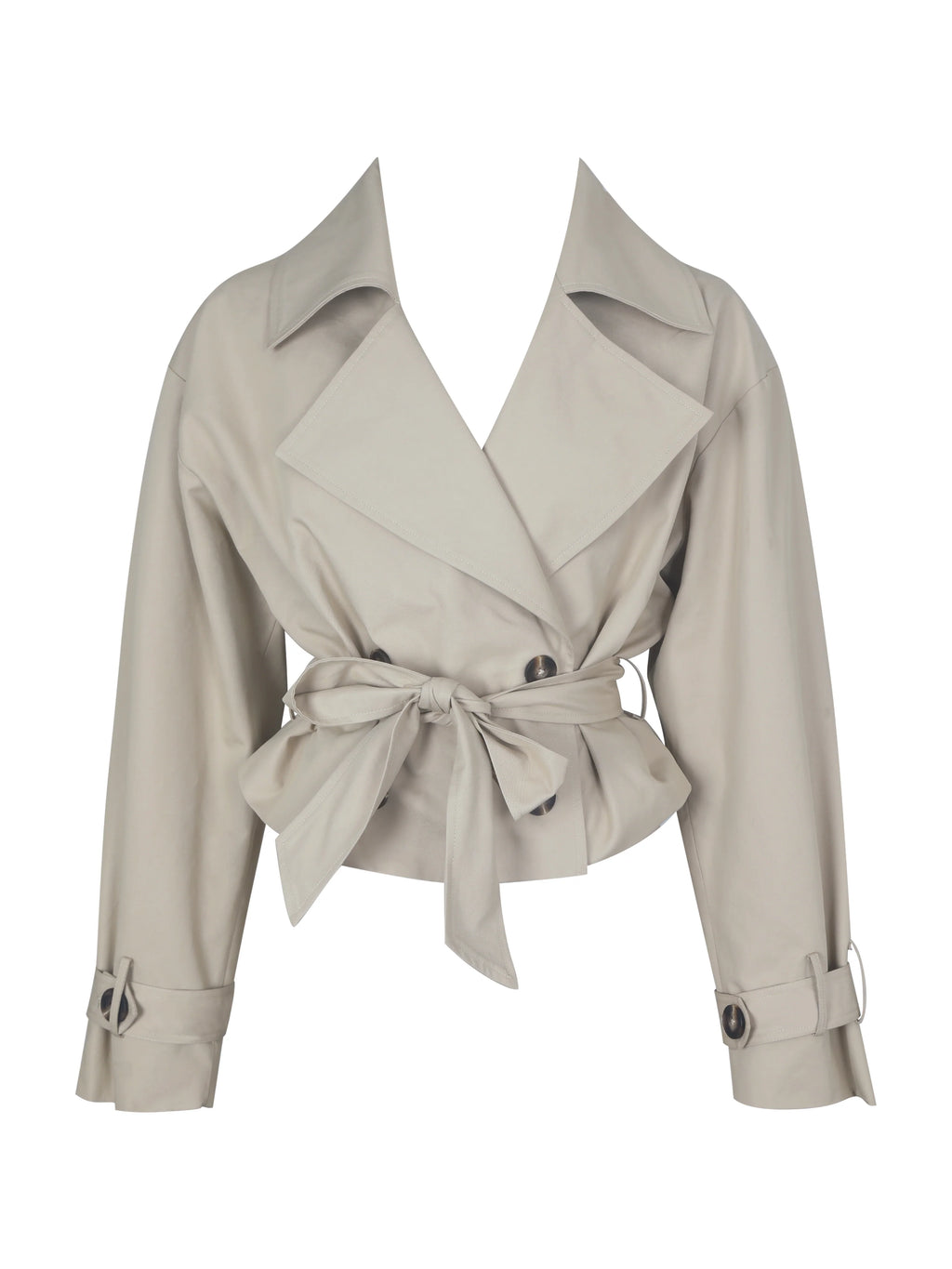 Zuly Tan Cotton Gabardine Mini Trench Jacket