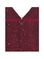 Elora Crimson Sequin Beaded Keyhole Maxi Dress