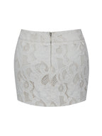 Wendy Beige Cotton Lace Low Rise Mini Skirt