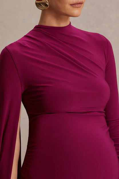 Lavinia Berry High Neck Maternity Maxi Dress With Cape Sleeve