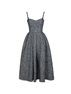 Katalina Black White Tweed Backless Midi Dress