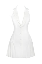 Reyna White Backless Pleated Mini Blazer Dress