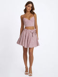 Xolani Red White Striped Linen Mini Skirt