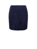 Wylda Navy Blue Boucle Wool Bodycon Mini Skirt Archive Sale