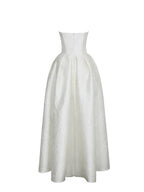 Tomika Ivory Jacquard Dipped Hem Wedding Gown