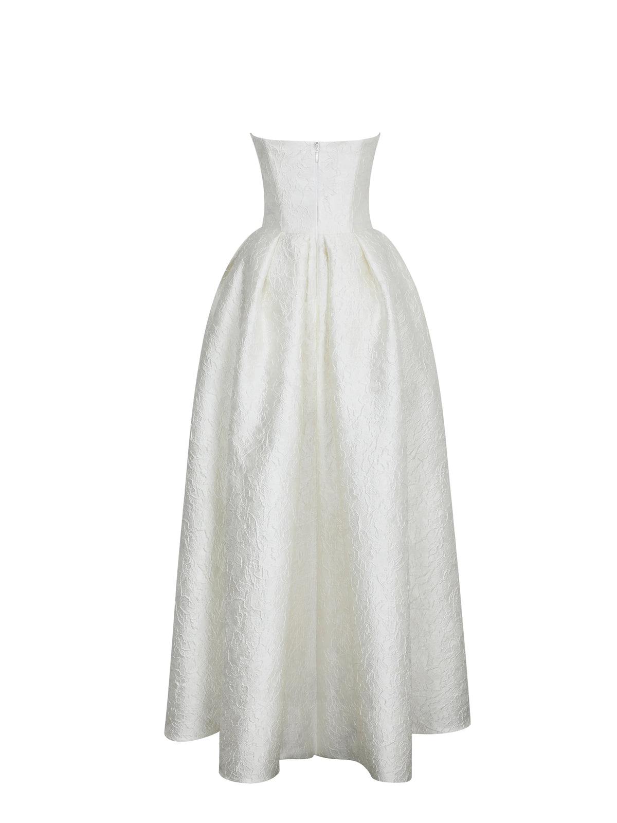 Tomika Ivory Jacquard Dipped Hem Wedding Gown