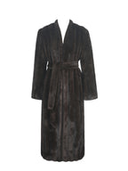 Celine Espresso Faux Mink Belted Longline Coat