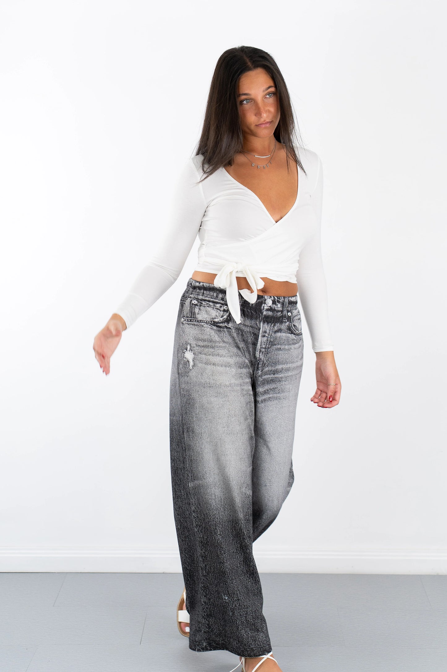 Riley LS V Neck Wrap Top
