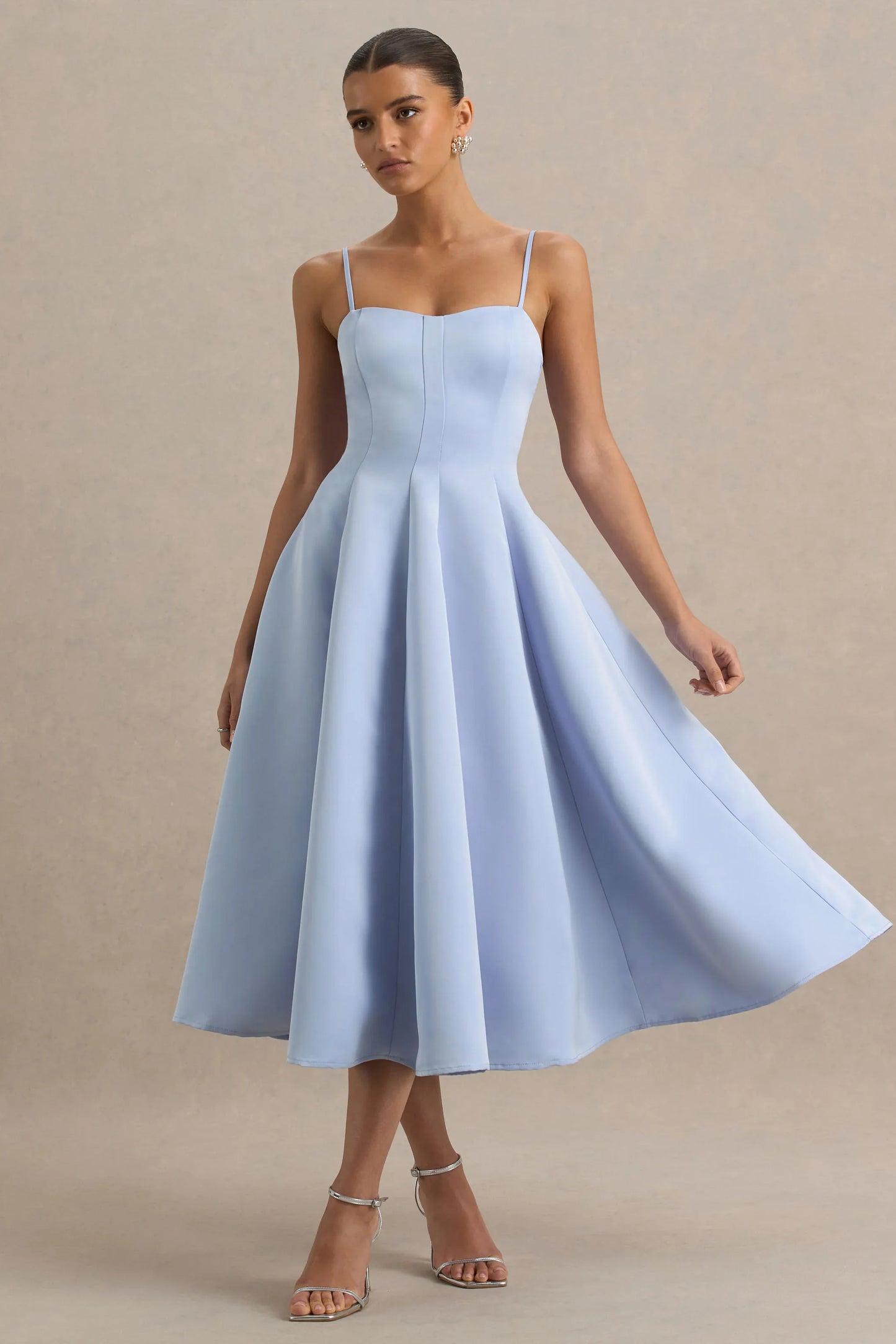 Mally Powder Blue Sweetheart A Line Midi Dress